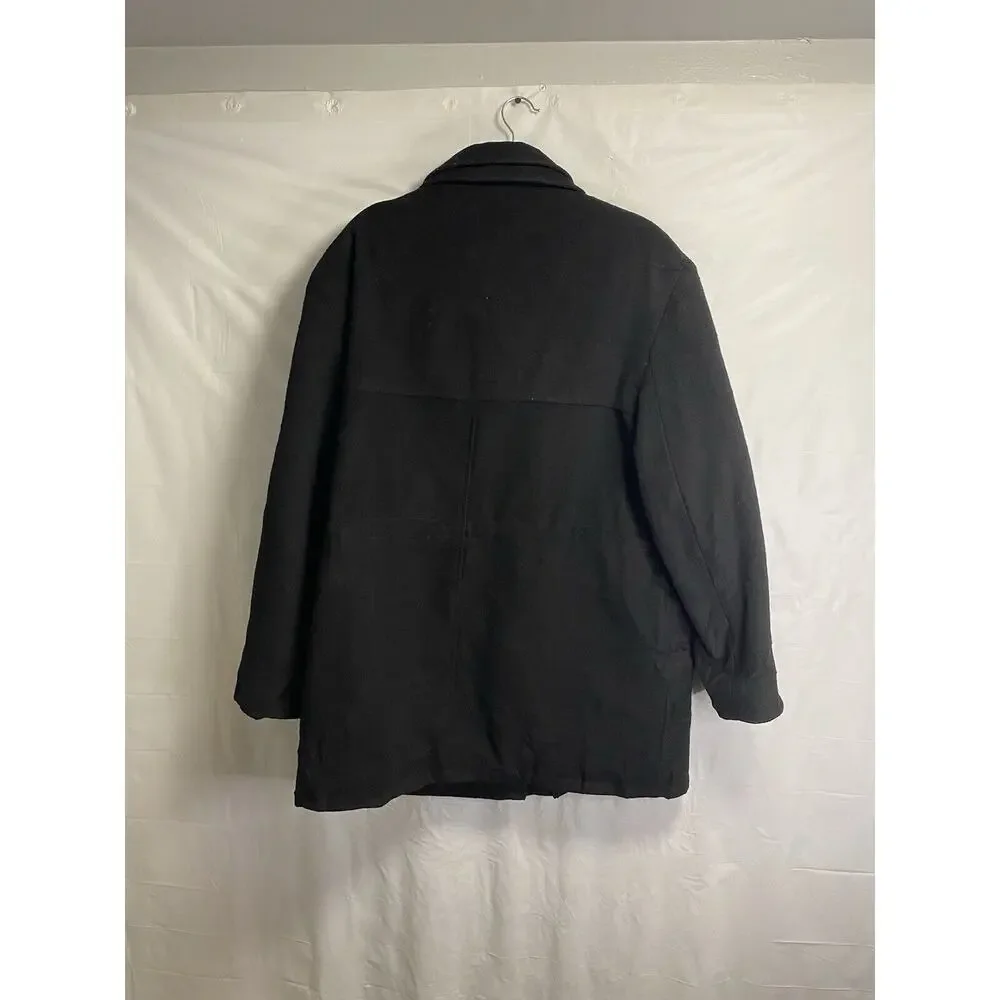 Vintage Lauren Ralph Lauren Men’s Wool Full Zip Button Overcoat Black Size‎ 44R